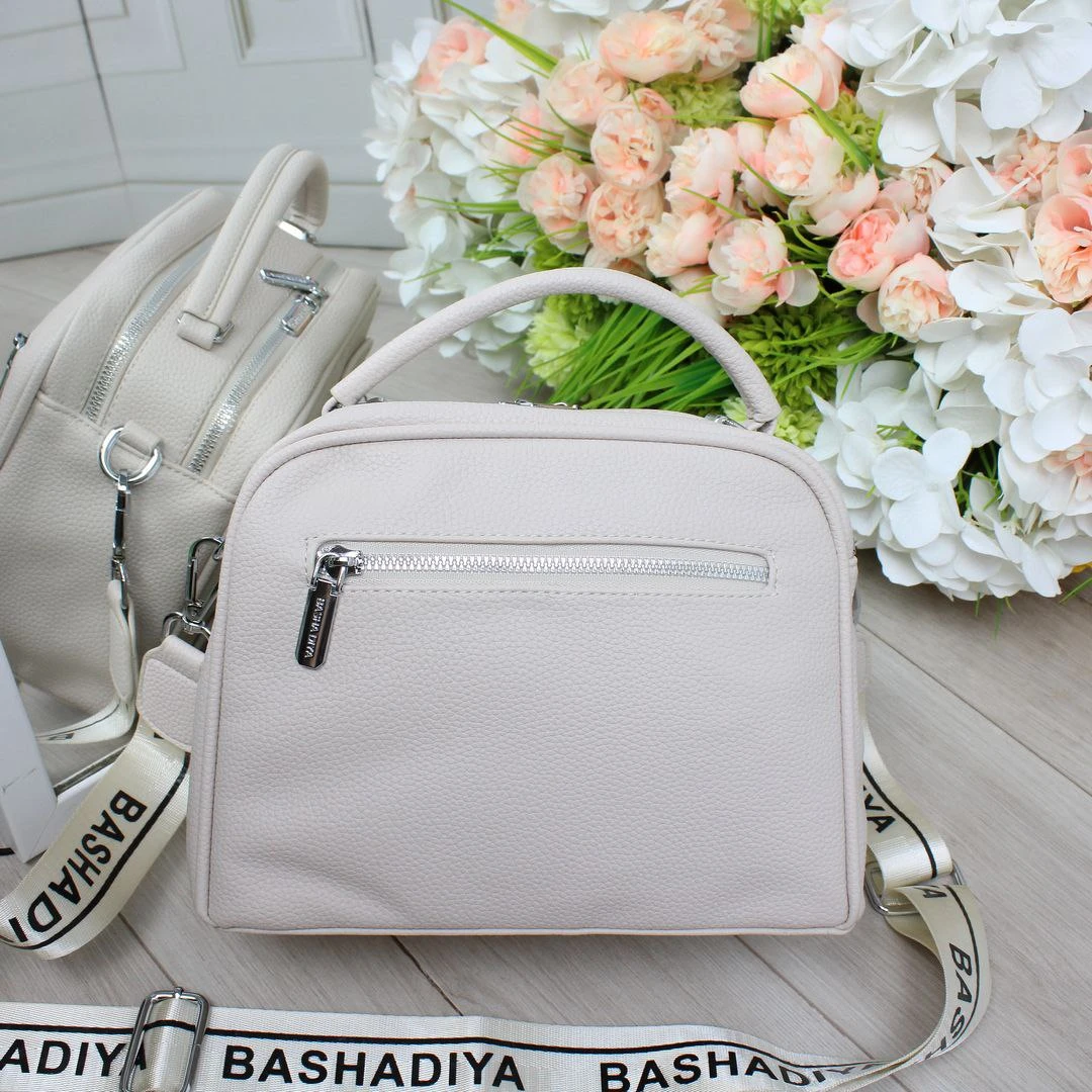 Жіноча молочна сумка крос-боді з екошкіри люкс якості через плече