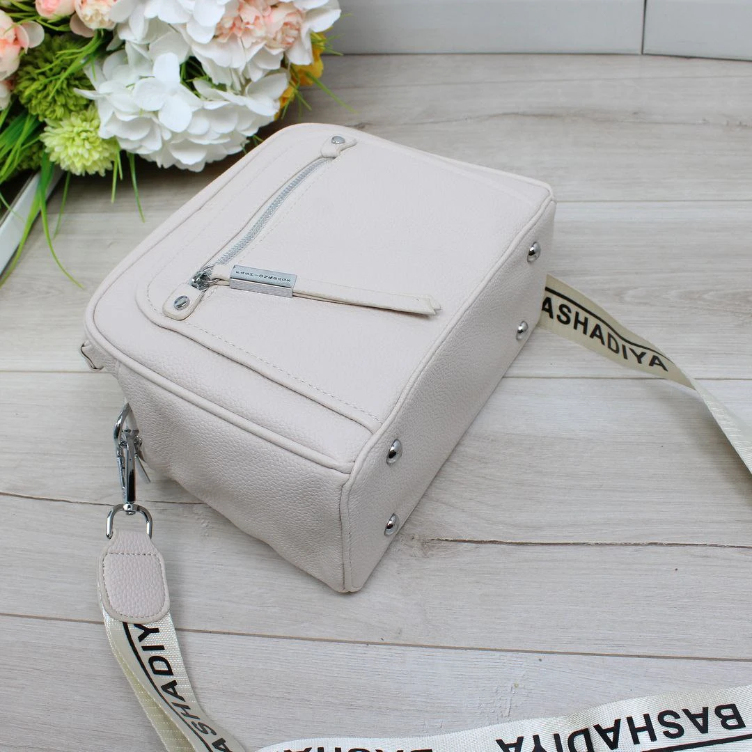 Жіноча молочна сумка крос-боді з екошкіри люкс якості через плече