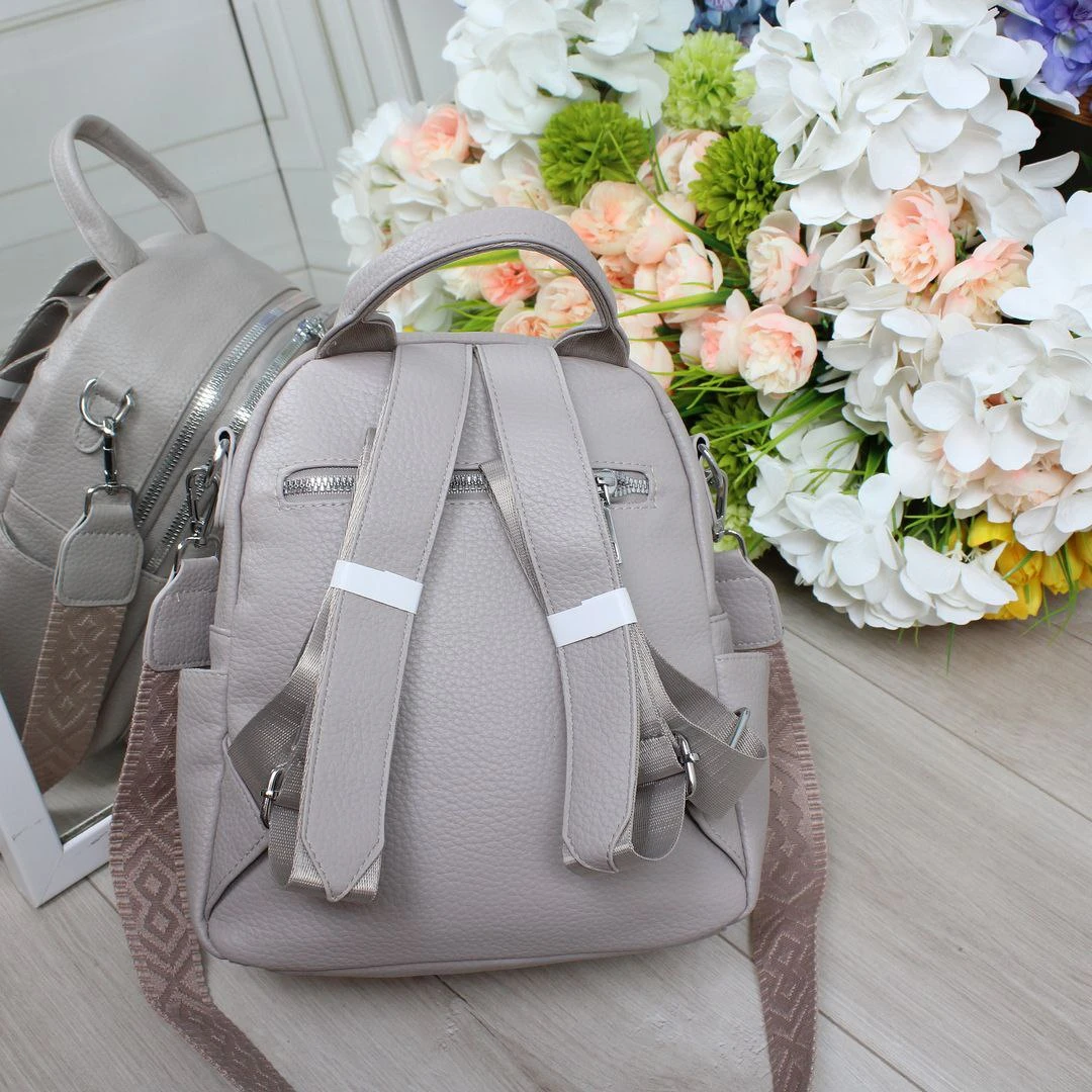 Жіноча сіро-лілова сумка-рюкзак з екошкіри трансформер