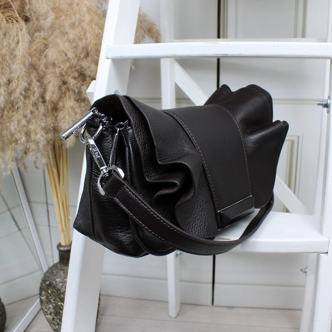 Жіноча шкіряна сумка Polina & Eiterou кольору шоколад