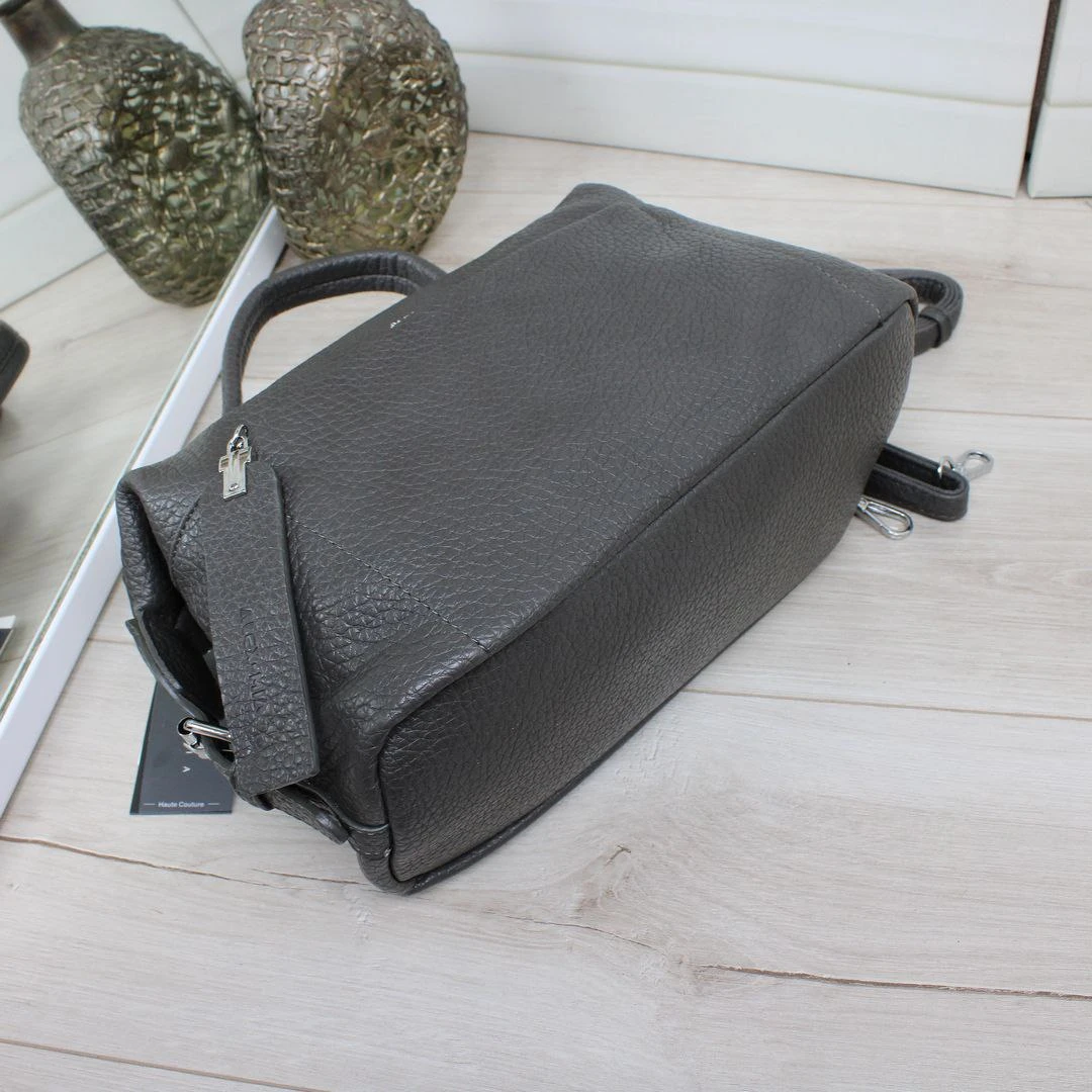 Жіноча графітова сумка крос-боді через плече з екошкіри