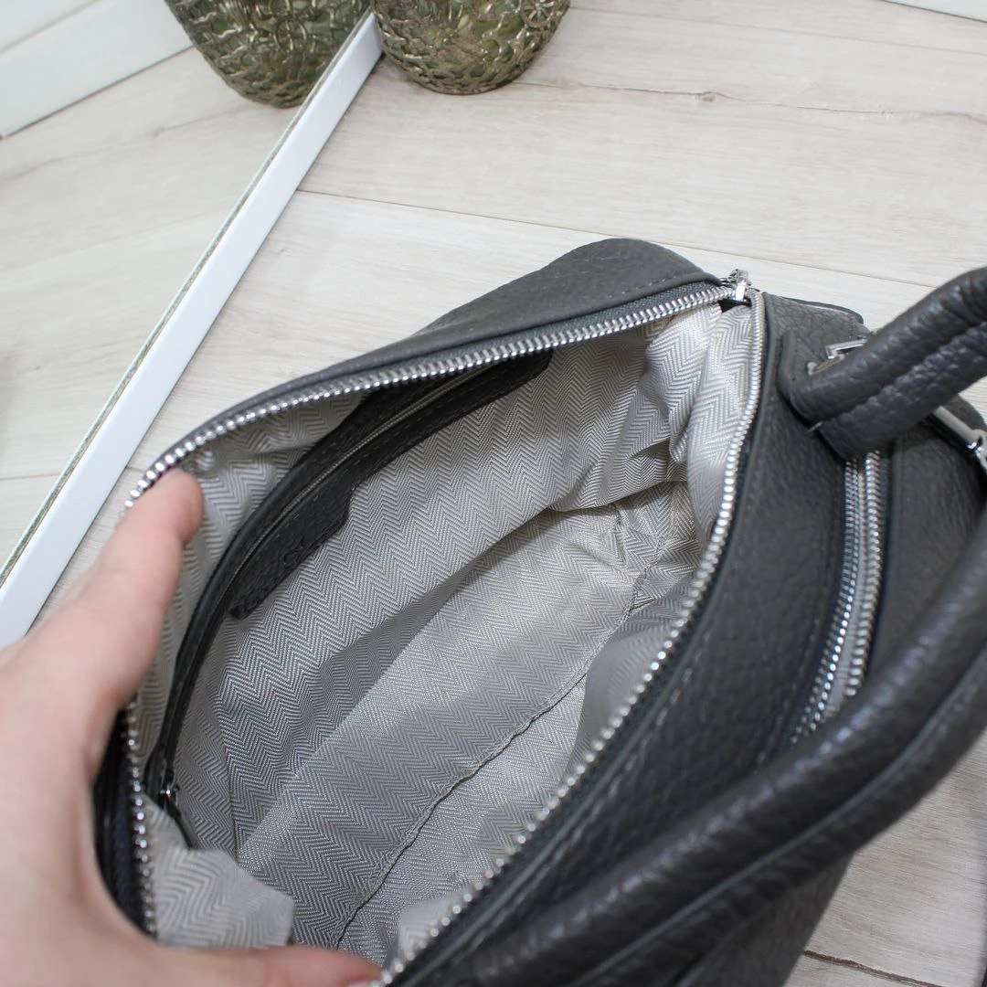 Жіноча графітова сумка крос-боді через плече з екошкіри