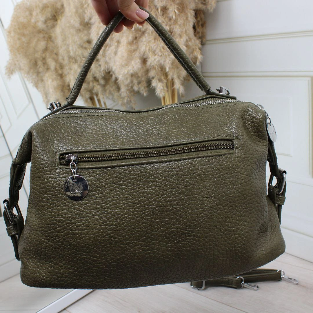 Жіноча сумка крос-боді через плече кольору хакі з екошкіри