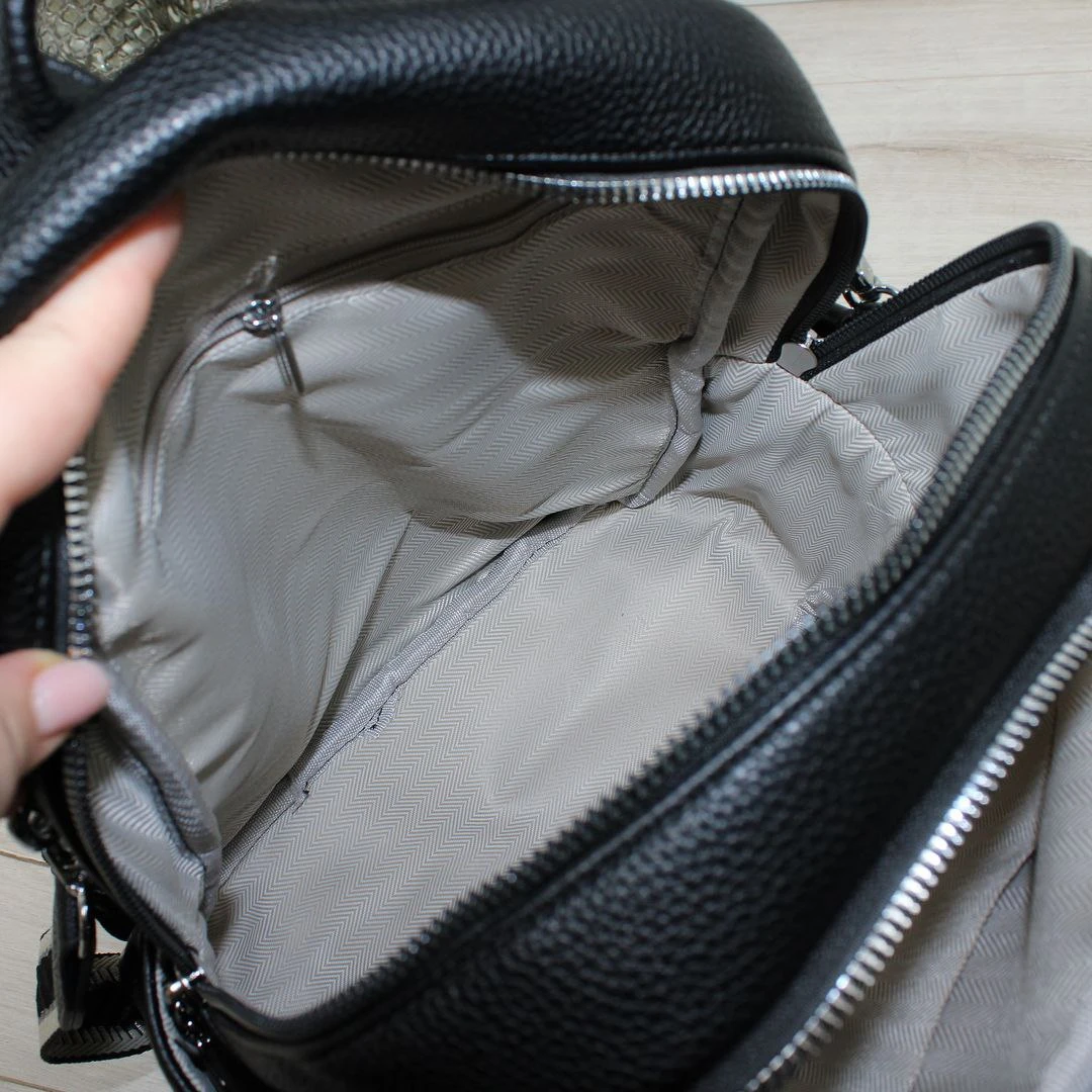 Чорна жіноча сумка-рюкзак з екошкіри трансформер