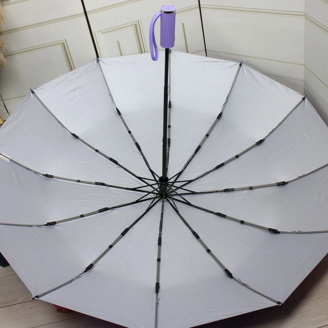 Ніжна бузкова жіноча парасолька-автомат на 12 спиць із системою антивітер