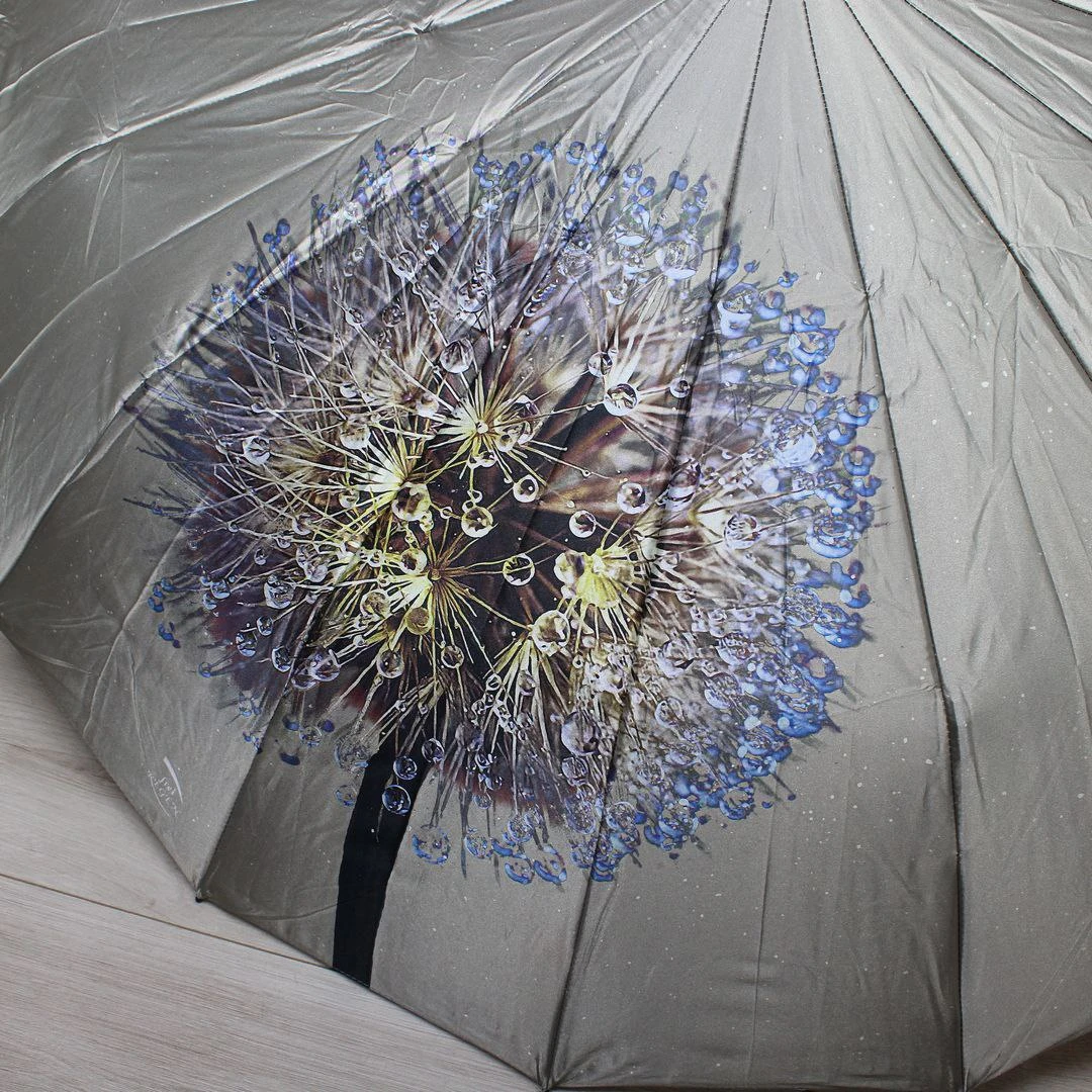 Розкішна жіноча золота парасолька-автомат на 16 спиць з антивітром