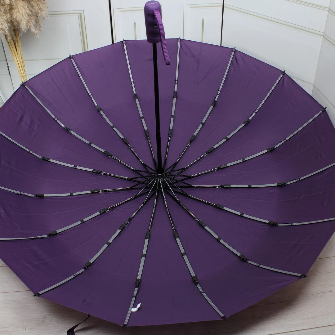 Жіноча фіолетова парасолька-автомат Три слони на 16 посилених спиць