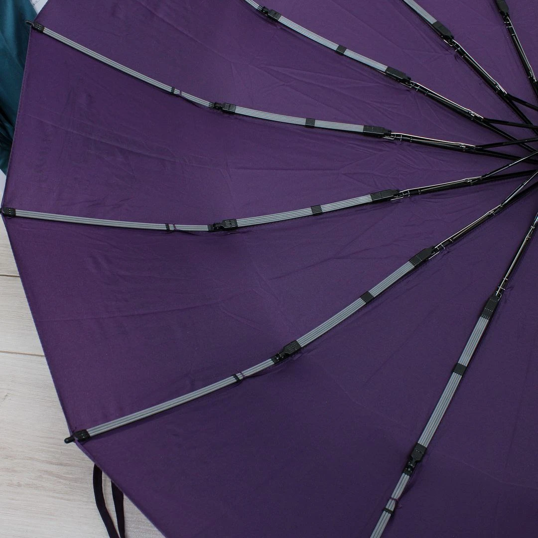 Жіноча фіолетова парасолька-автомат Три слони на 16 посилених спиць