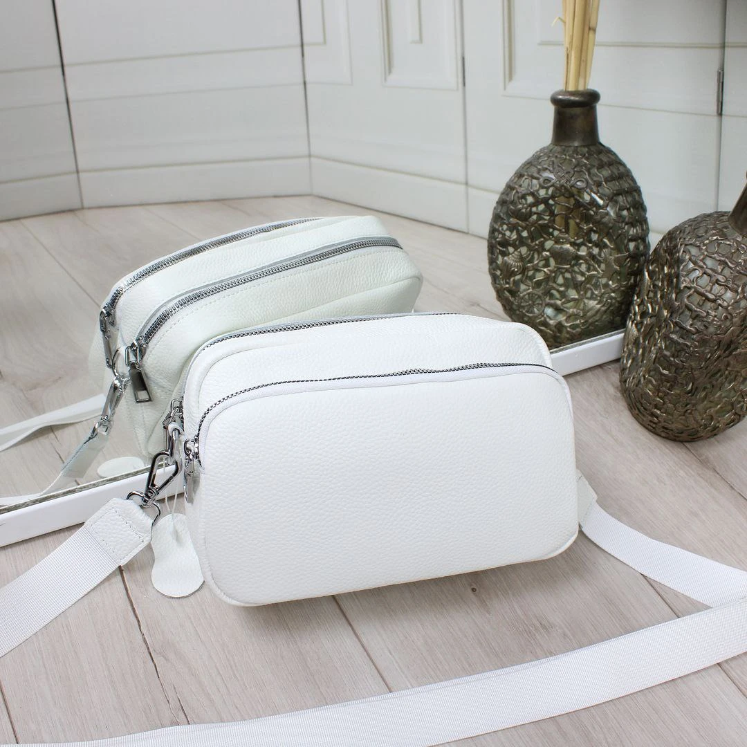 Біла жіноча сумка через плече крос-боді з натуральної шкіри