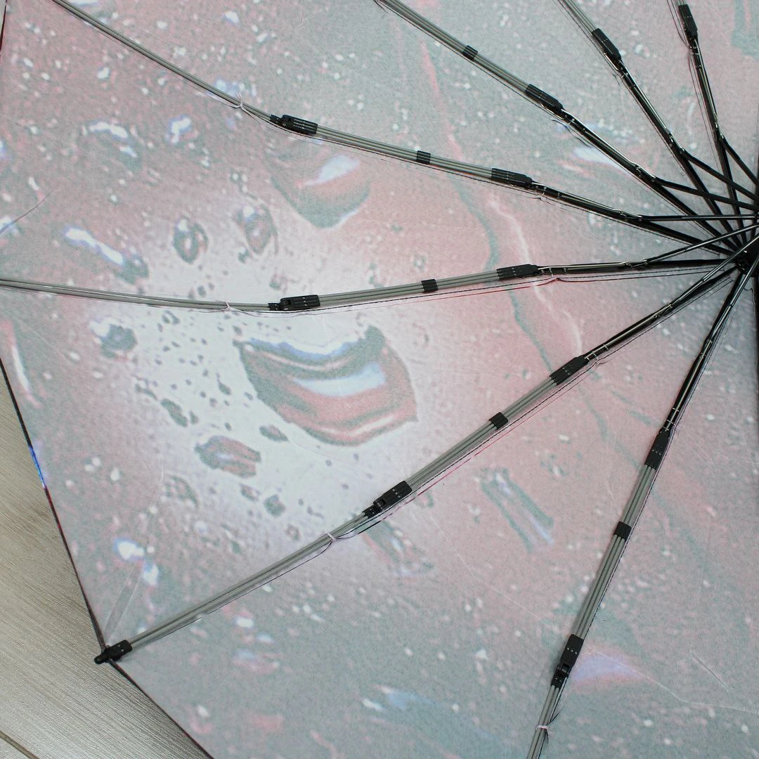 Жіноча парасолька-автомат Три слони на 16 спиць, атлас-сатин (бордово-чорна з абстракцією)