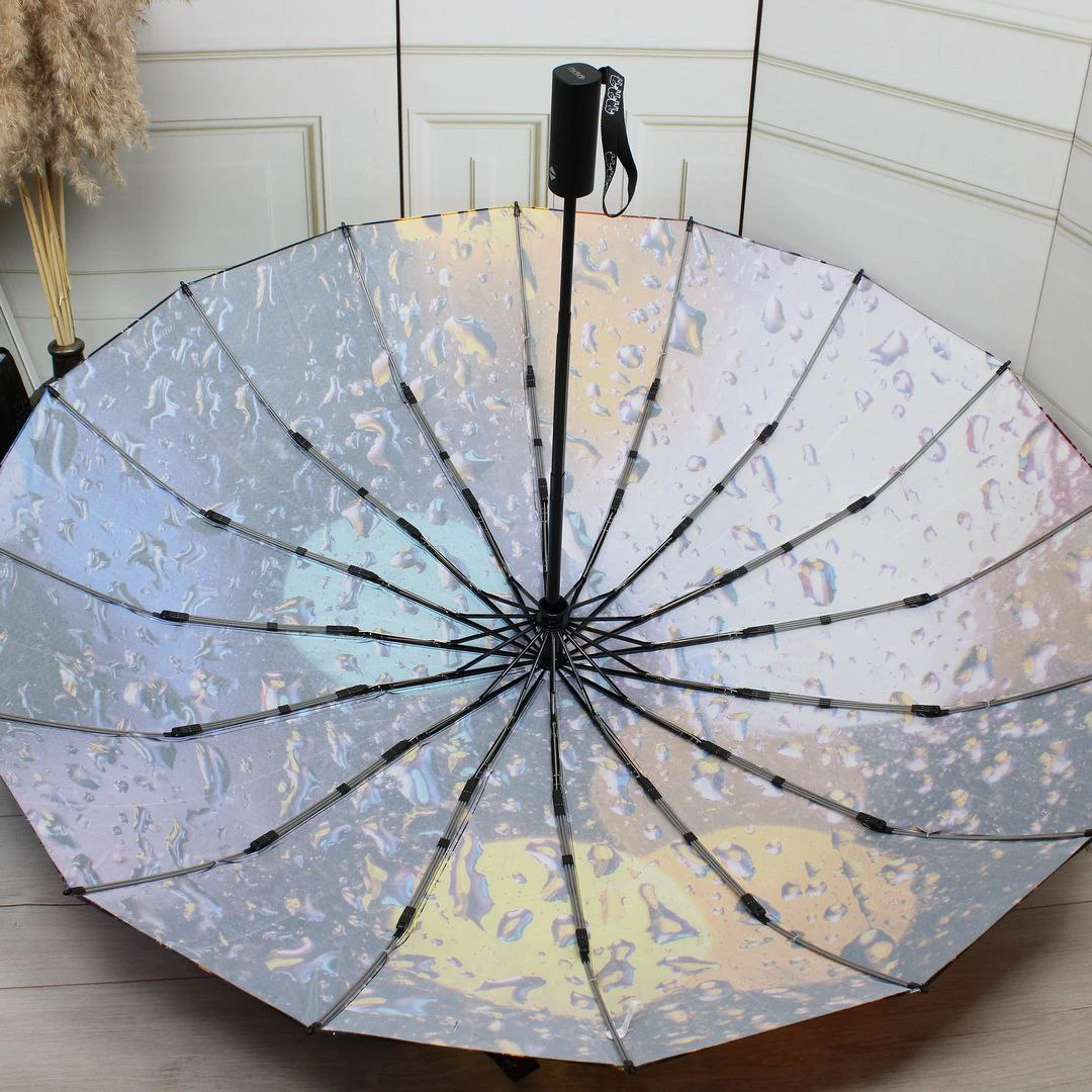 Жіноча парасолька-автомат Три слони на 16 спиць, атлас-сатин (Яскравий кольоровий принт)