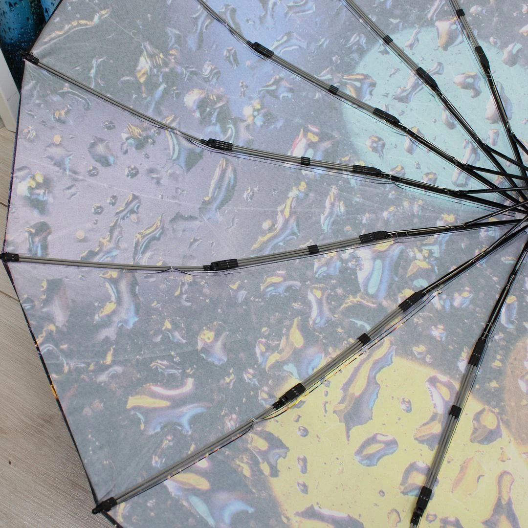 Жіноча парасолька-автомат Три слони на 16 спиць, атлас-сатин (Яскравий кольоровий принт)