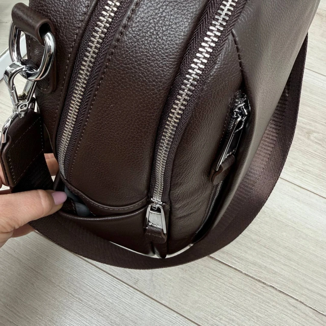 Жіноча сумка-рюкзак Polina & Eiterou з натуральної шкіри (колір Шоколад)