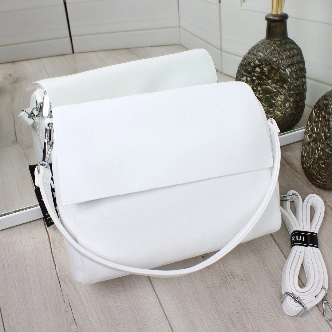 Біла жіноча сумка крос-боді через плече з якісної екошкіри