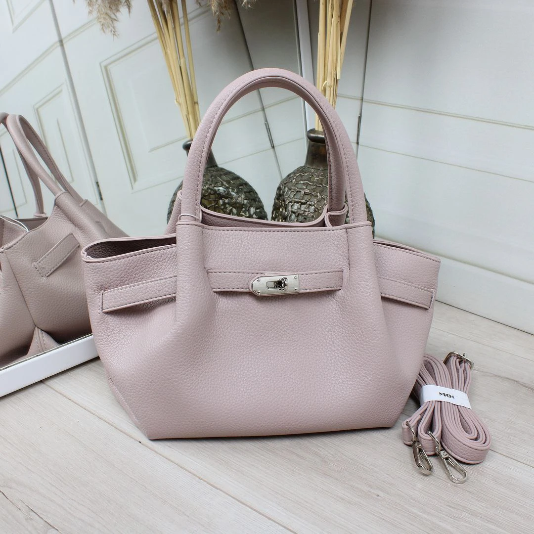 Жіноча пудрова сумка крос-боді через плече з екошкіри преміум якості