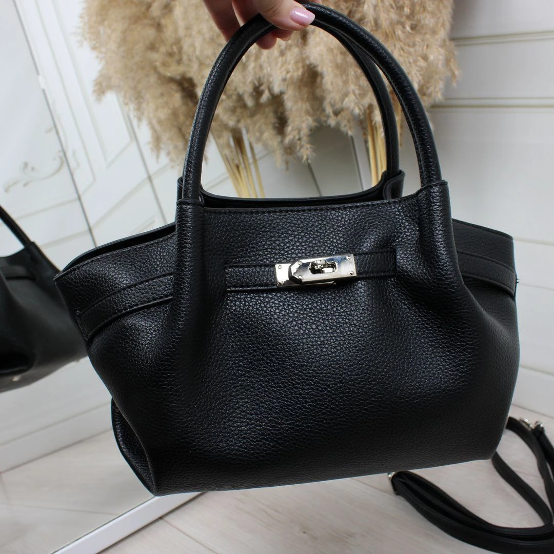 Чорна жіноча сумка через плече крос-боді з екошкіри на блискавці