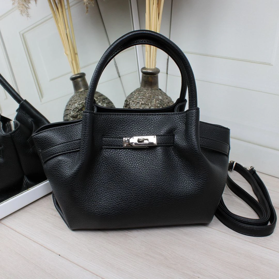 Чорна жіноча сумка через плече крос-боді з екошкіри на блискавці