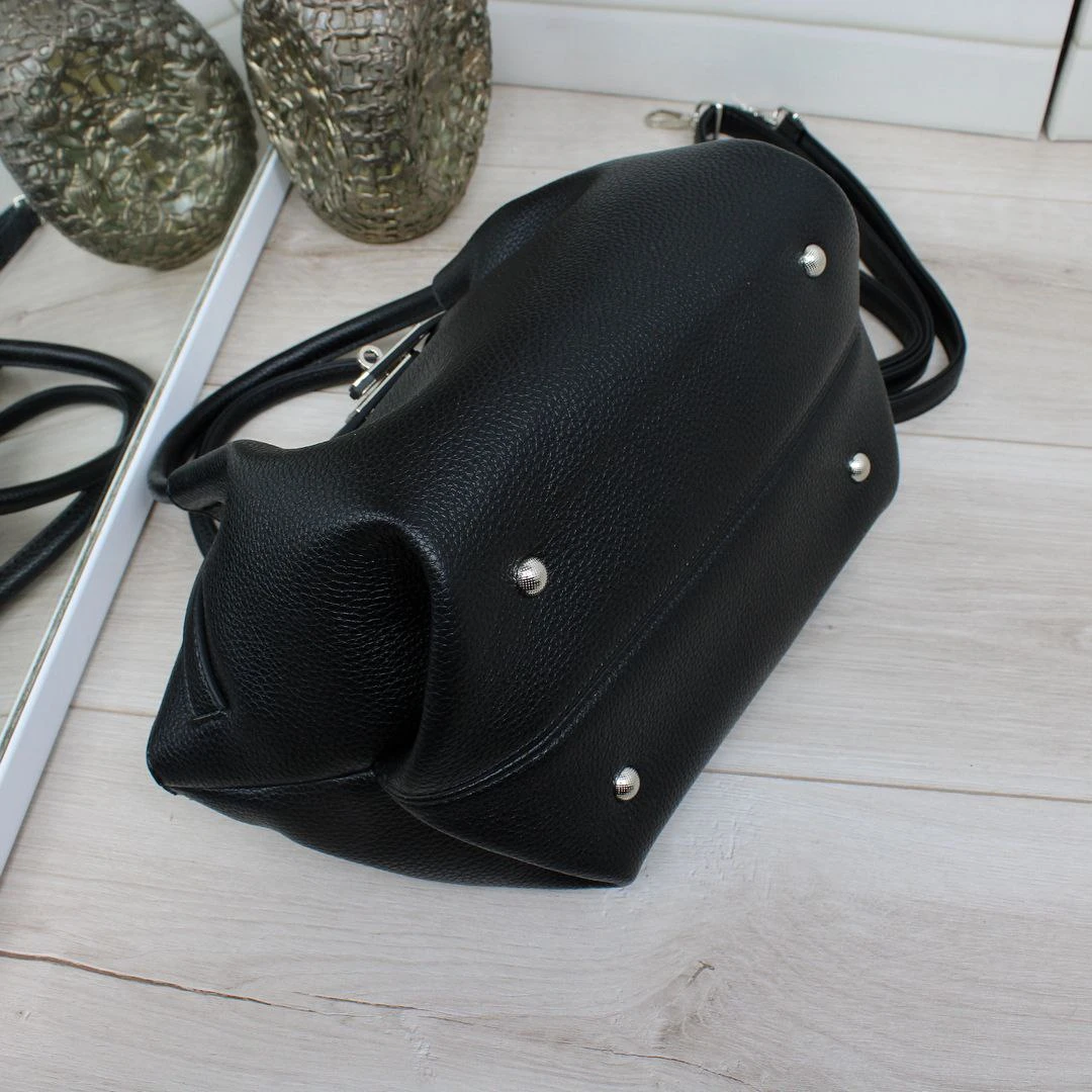 Чорна жіноча сумка через плече крос-боді з екошкіри на блискавці