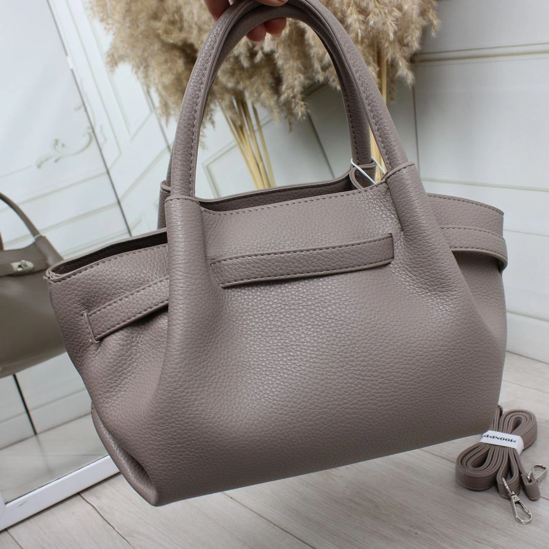 Жіноча сіро-бежева сумка через плече крос-боді з екошкіри