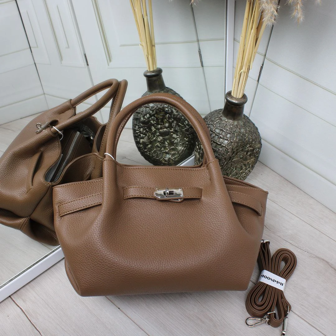 Жіноча коричнева сумка крос-боді через плече з екошкіри з ремінцем 135 см