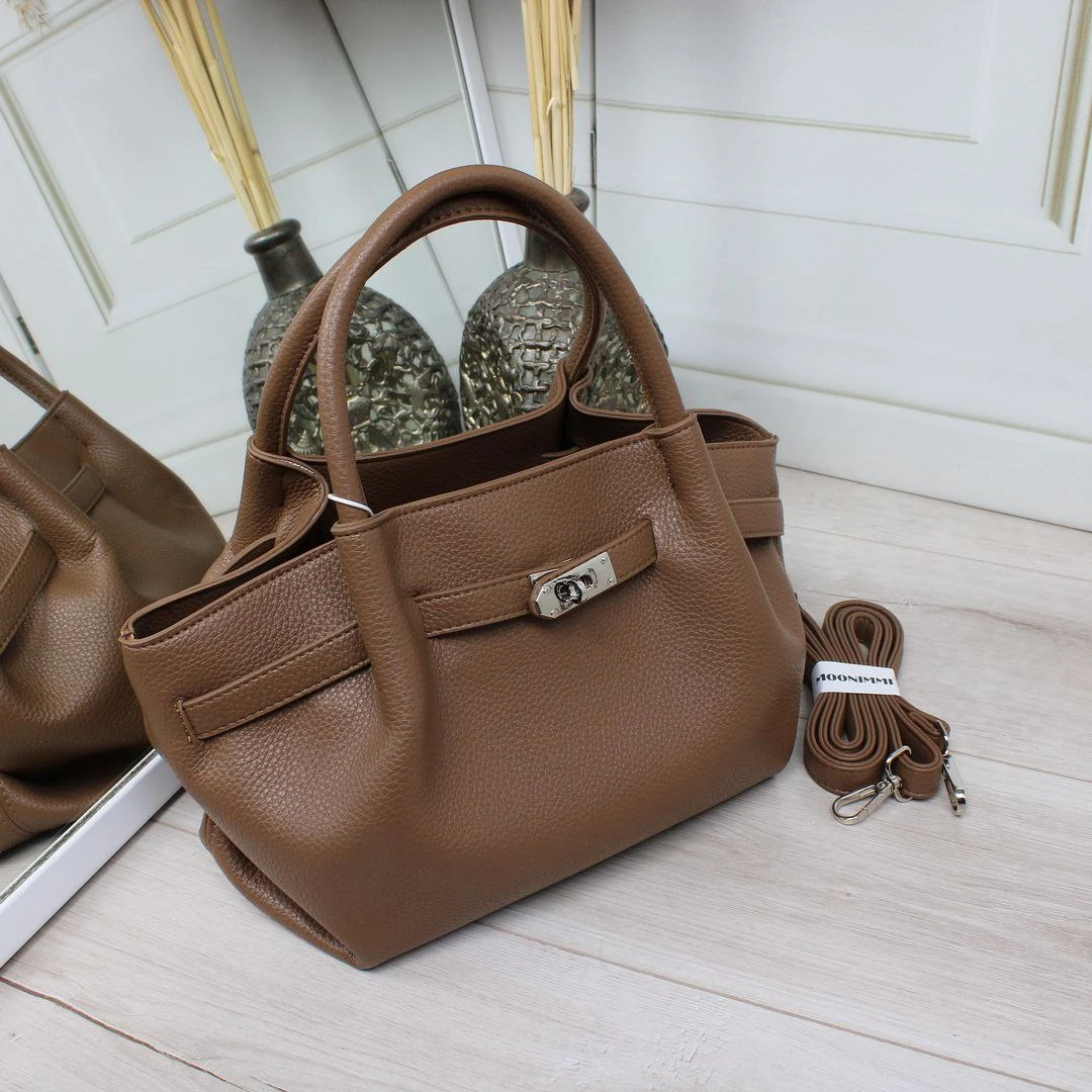 Жіноча коричнева сумка крос-боді через плече з екошкіри з ремінцем 135 см