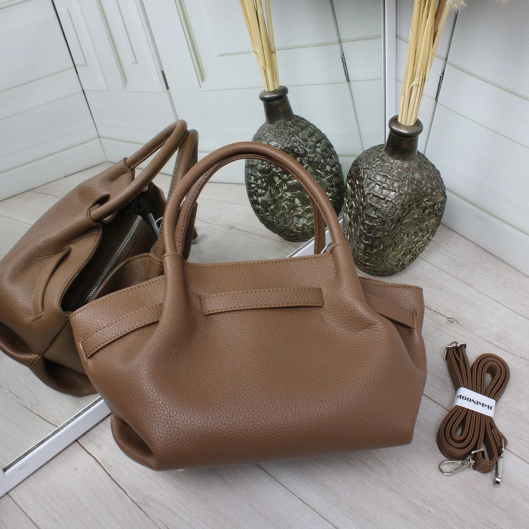 Жіноча коричнева сумка крос-боді через плече з екошкіри з ремінцем 135 см