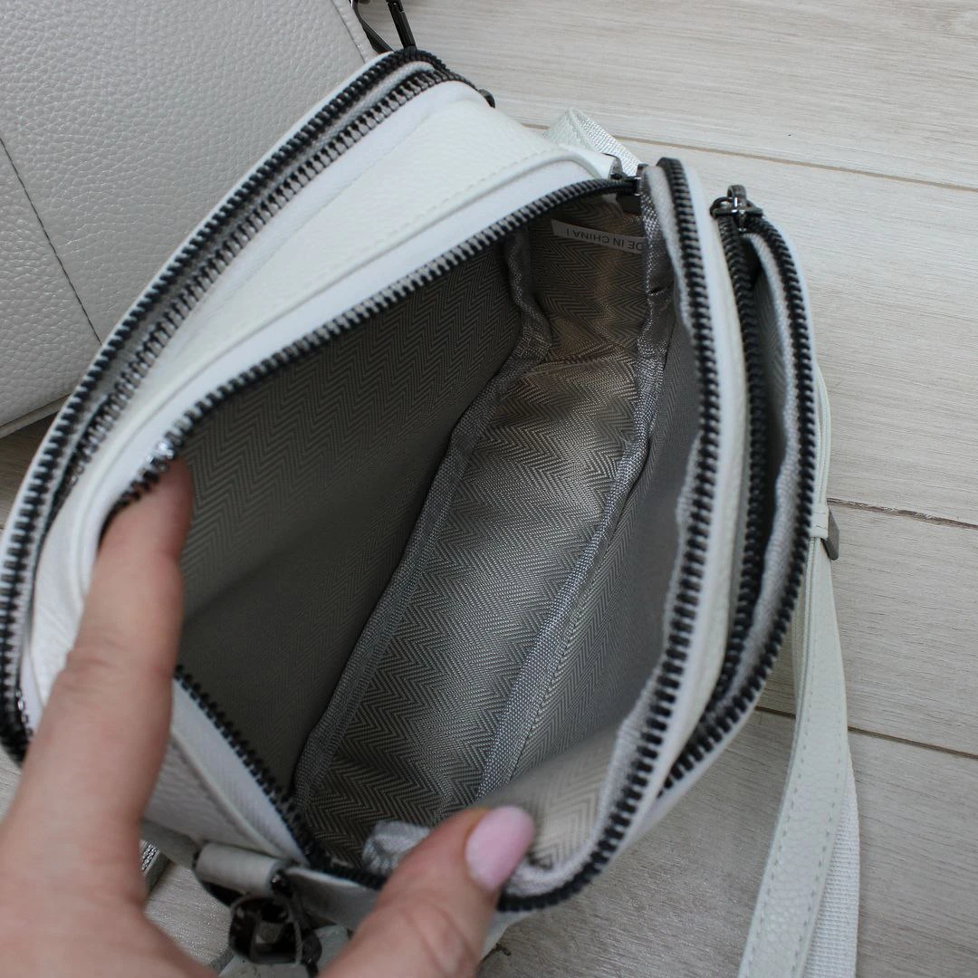 Жіноча біла сумка крос-боді з натуральної шкіри через плече