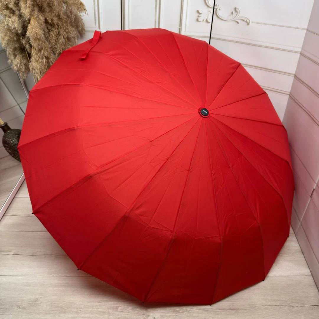 Червона жіноча парасолька повний автомат на 16 міцних спиць