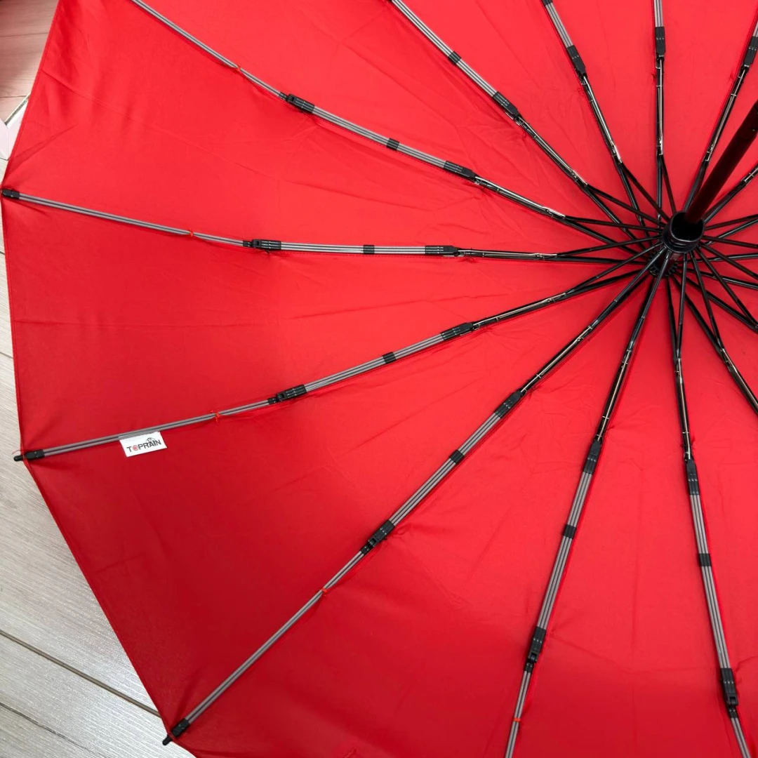Червона жіноча парасолька повний автомат на 16 міцних спиць