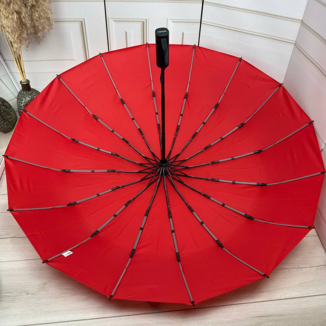 Червона жіноча парасолька повний автомат на 16 міцних спиць