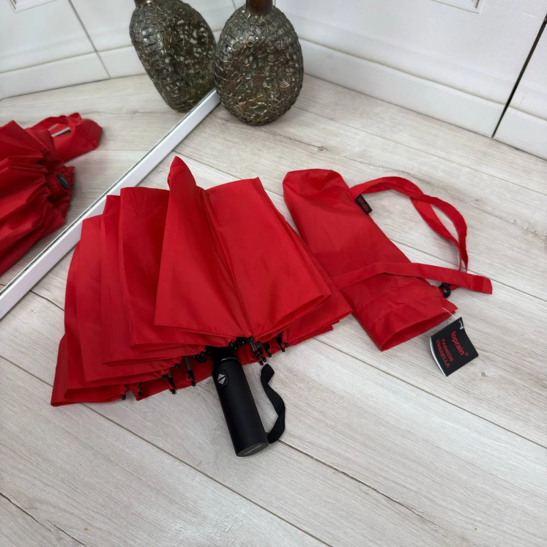 Червона жіноча парасолька повний автомат на 16 міцних спиць