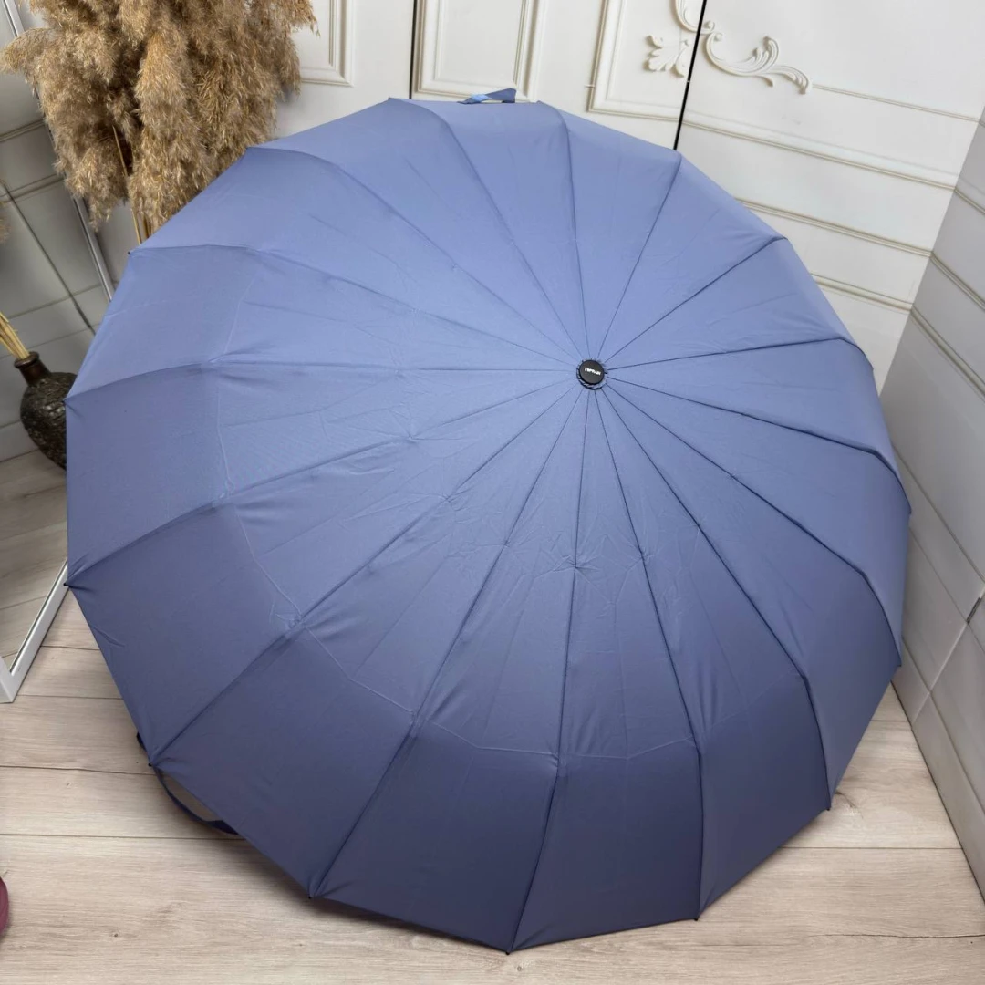 Блакитна жіноча парасолька автомат із великим куполом