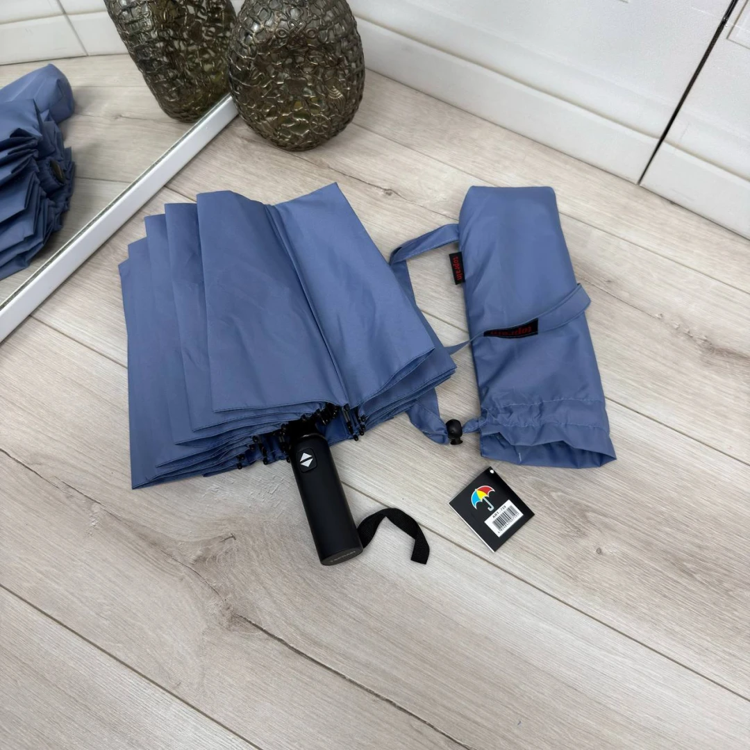 Блакитна жіноча парасолька автомат із великим куполом