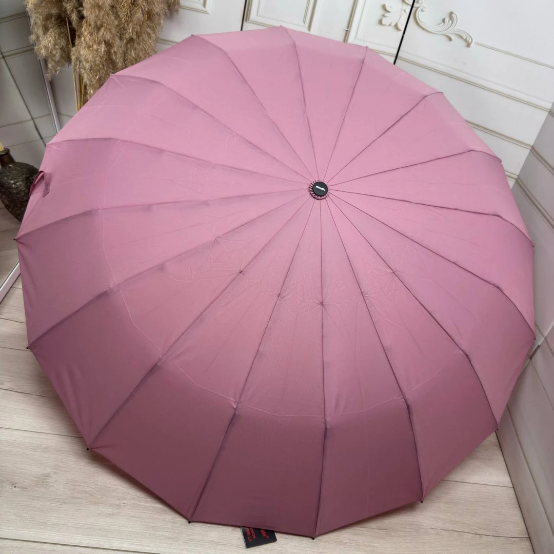 Жіноча пудрова парасолька-автомат на 16 спиць антивітер
