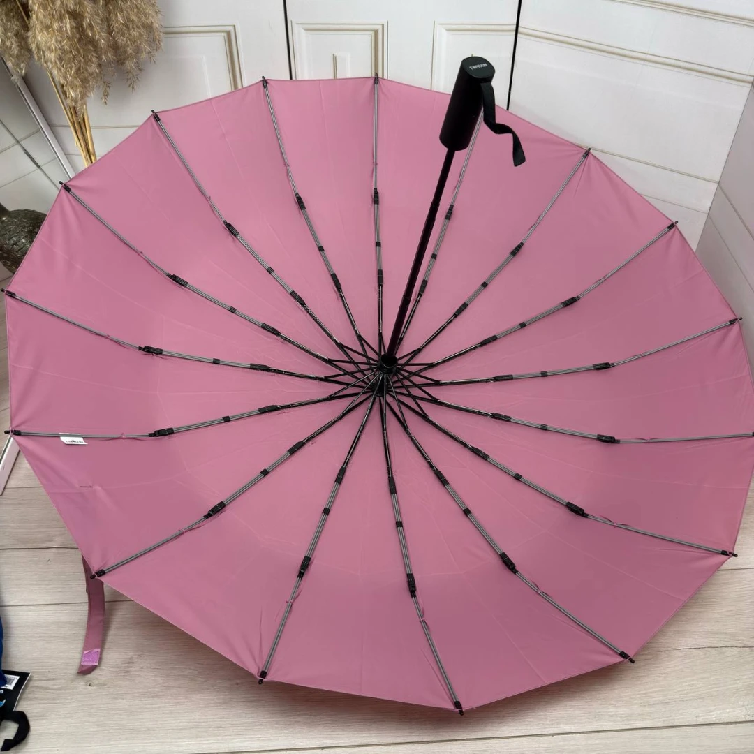 Жіноча пудрова парасолька-автомат на 16 спиць антивітер