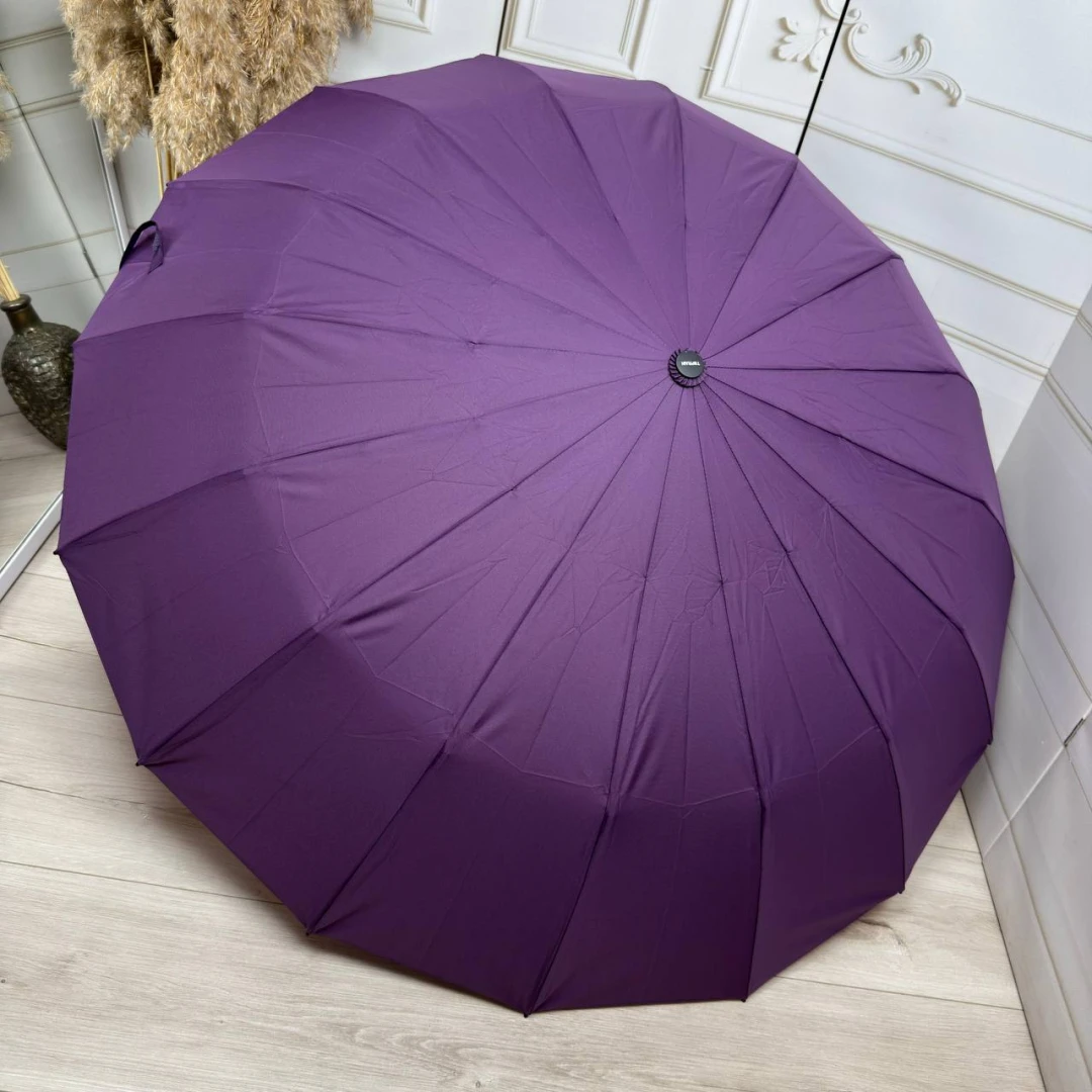 Фіолетова жіноча парасолька автомат 16 спиць посилена конструкція