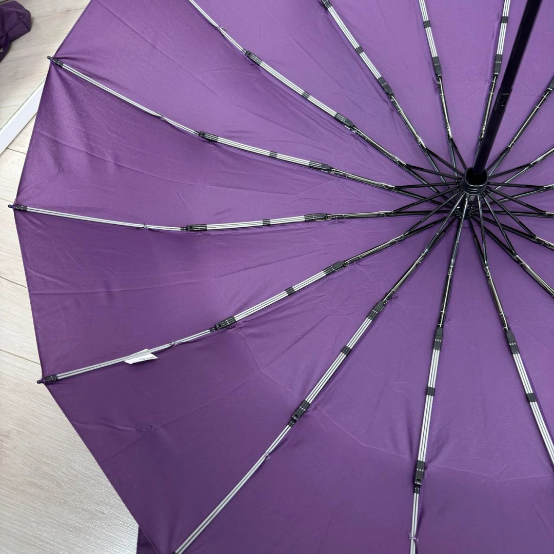 Фіолетова жіноча парасолька автомат 16 спиць посилена конструкція