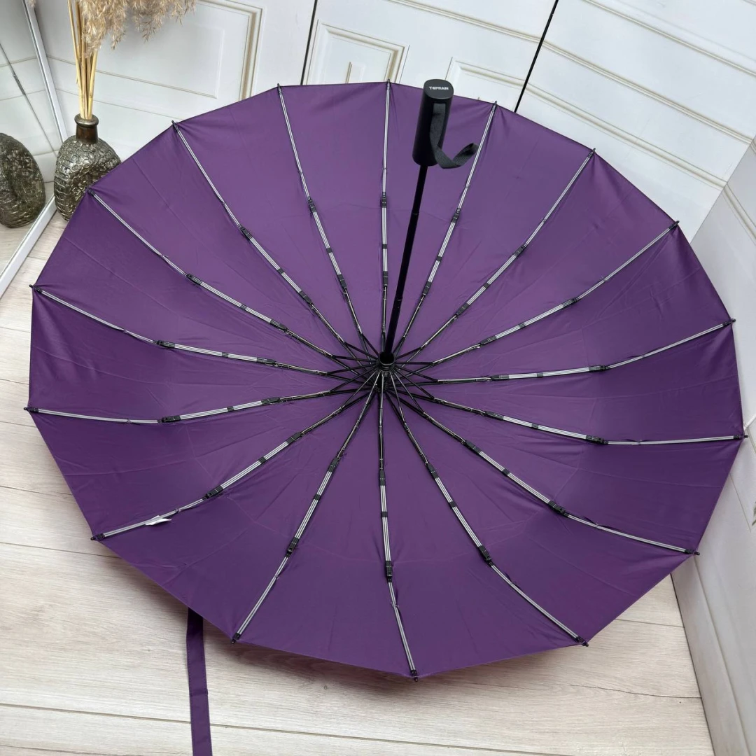 Фіолетова жіноча парасолька автомат 16 спиць посилена конструкція