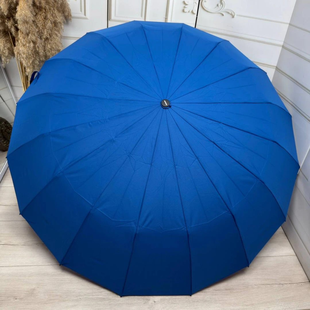 Жіноча синя парасолька повний автомат на 16 спиць