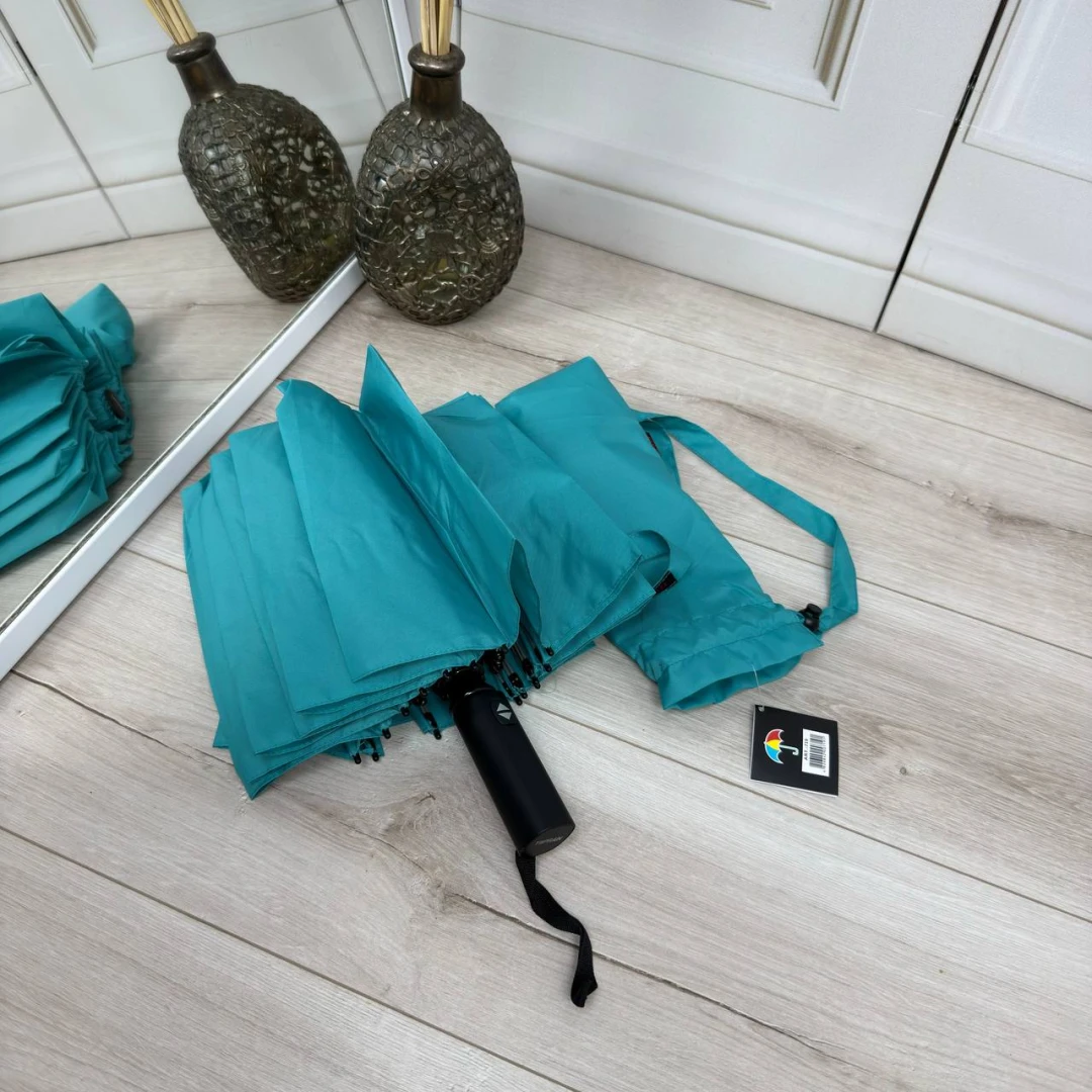 Жіноча світло-бірюзова парасолька автомат на 16 спиць