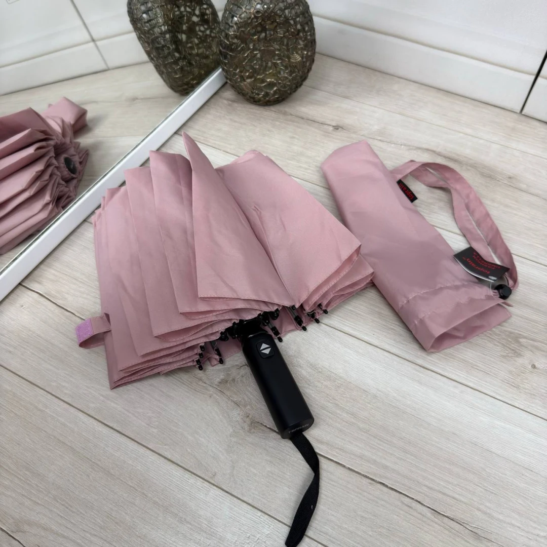 Жіноча пудрово-бежева парасолька-автомат на 16 спиць