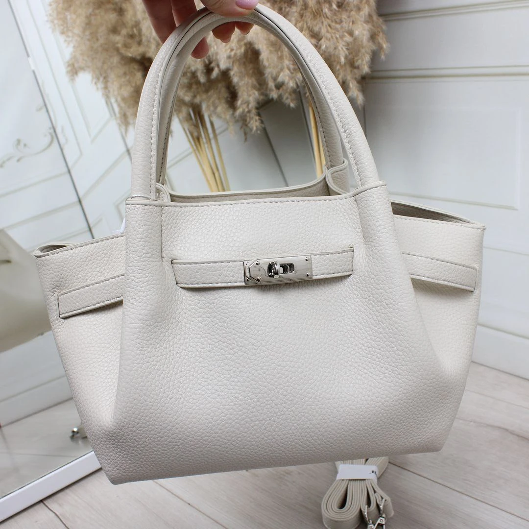 Жіноча молочна сумка через плече крос-боді з екошкіри з регульованим ременем