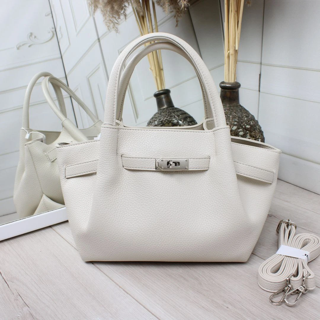 Жіноча молочна сумка через плече крос-боді з екошкіри з регульованим ременем