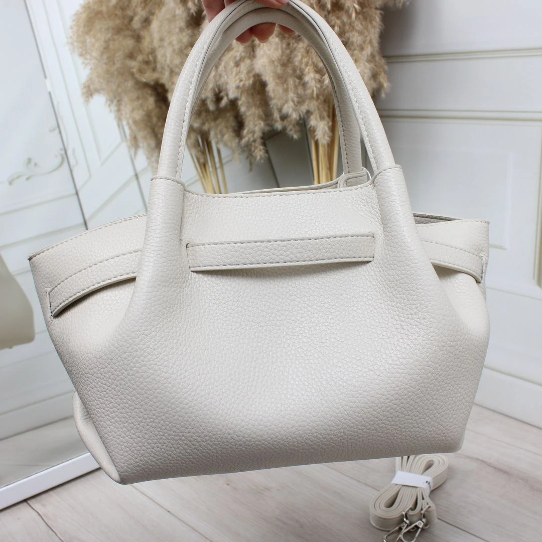 Жіноча молочна сумка через плече крос-боді з екошкіри з регульованим ременем