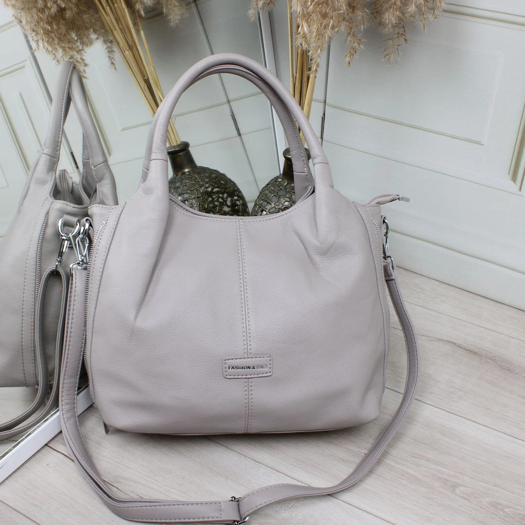 Темно сіро-лілова жіноча сумка А4 з екошкіри — трансформер