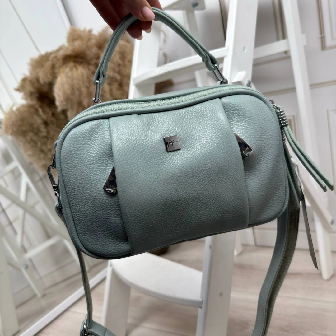 Жіноча сумка через плече кольору фісташка з екошкіри