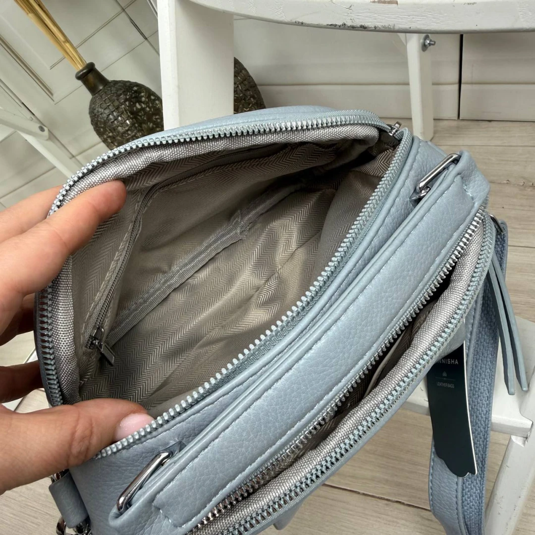 Блакитна жіноча сумка через плече крос-боді з екошкіри