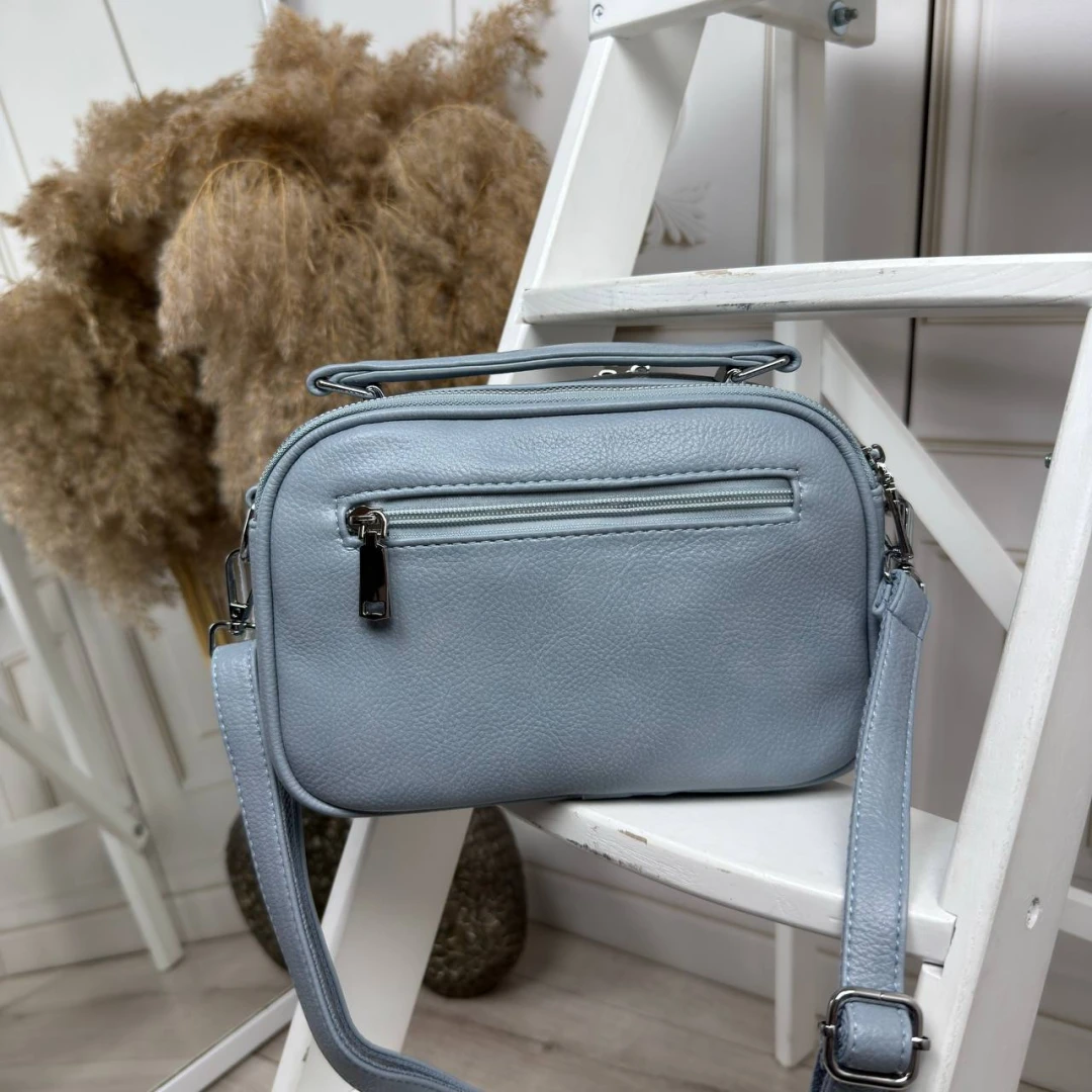 Блакитна жіноча сумка через плече крос-боді з екошкіри