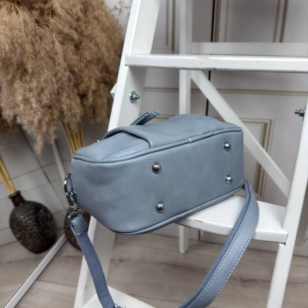 Блакитна жіноча сумка через плече крос-боді з екошкіри