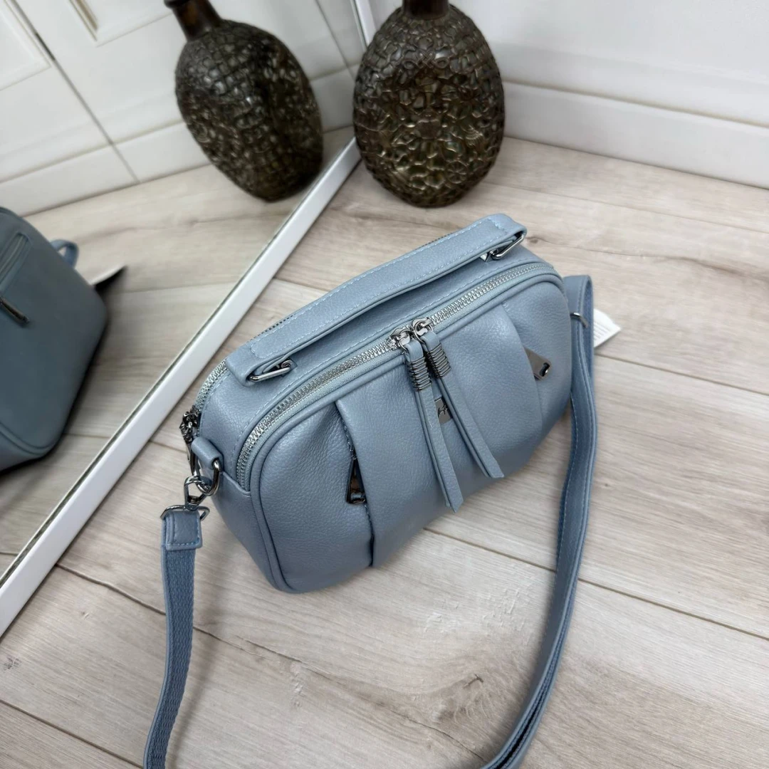 Блакитна жіноча сумка через плече крос-боді з екошкіри